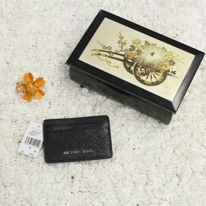 Michael Kors Black Leather Credit Card Holder
